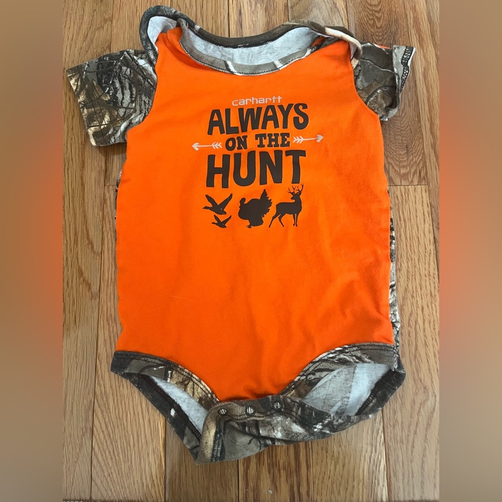 Carhartt Orange Camo Baby Onesie